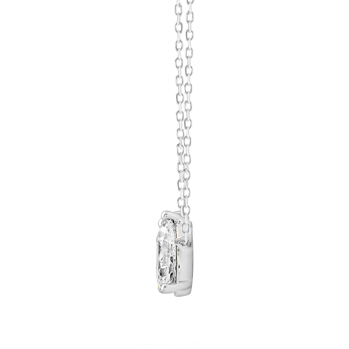 LADIES NECKLACE 1 1/2CT ROUND/PEAR DIAMOND 14K WHITE GOLD