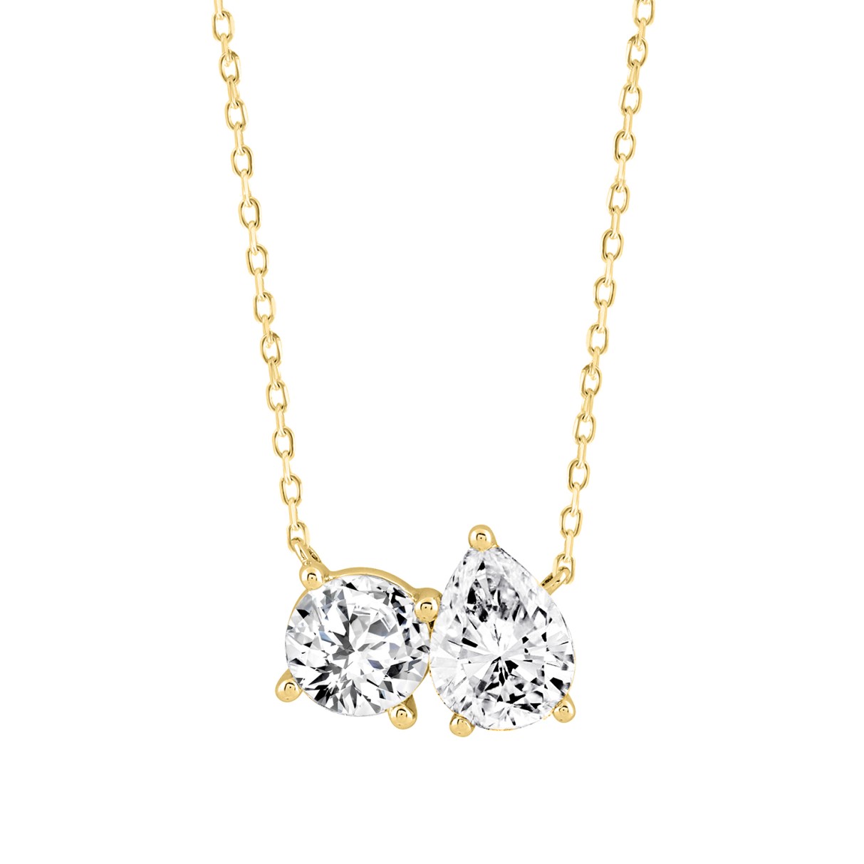 LADIES NECKLACE 1 1/2CT ROUND/PEAR DIAMOND 14K YEL...