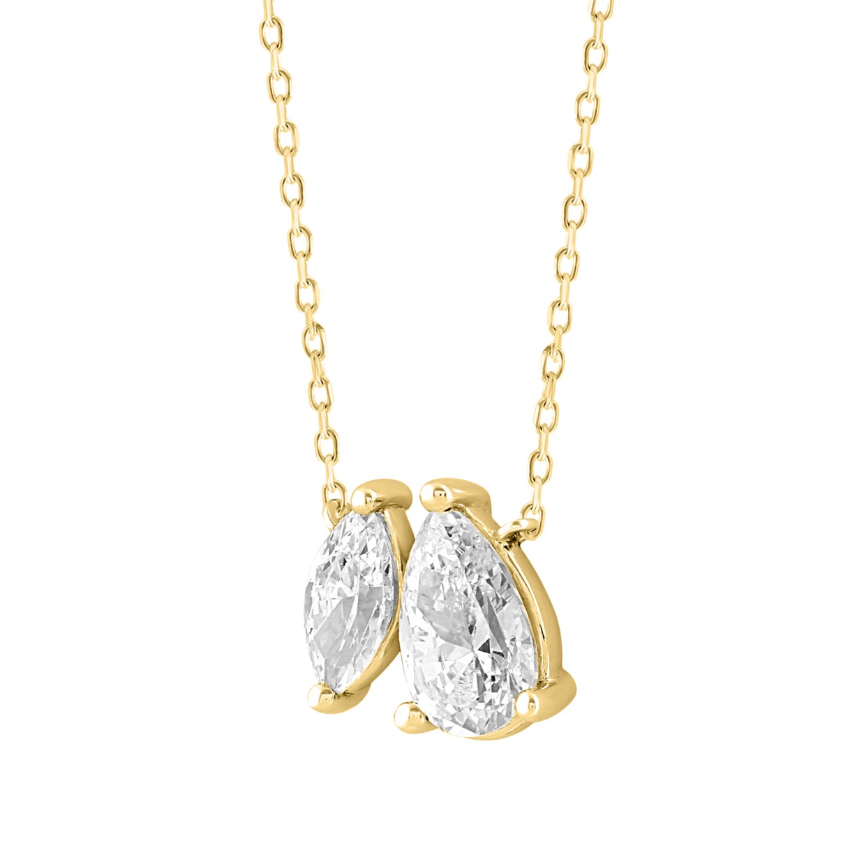 LADIES NECKLACE 1 1/2CT PEAR/MARQUISE DIAMOND 14K YELLOW GOLD