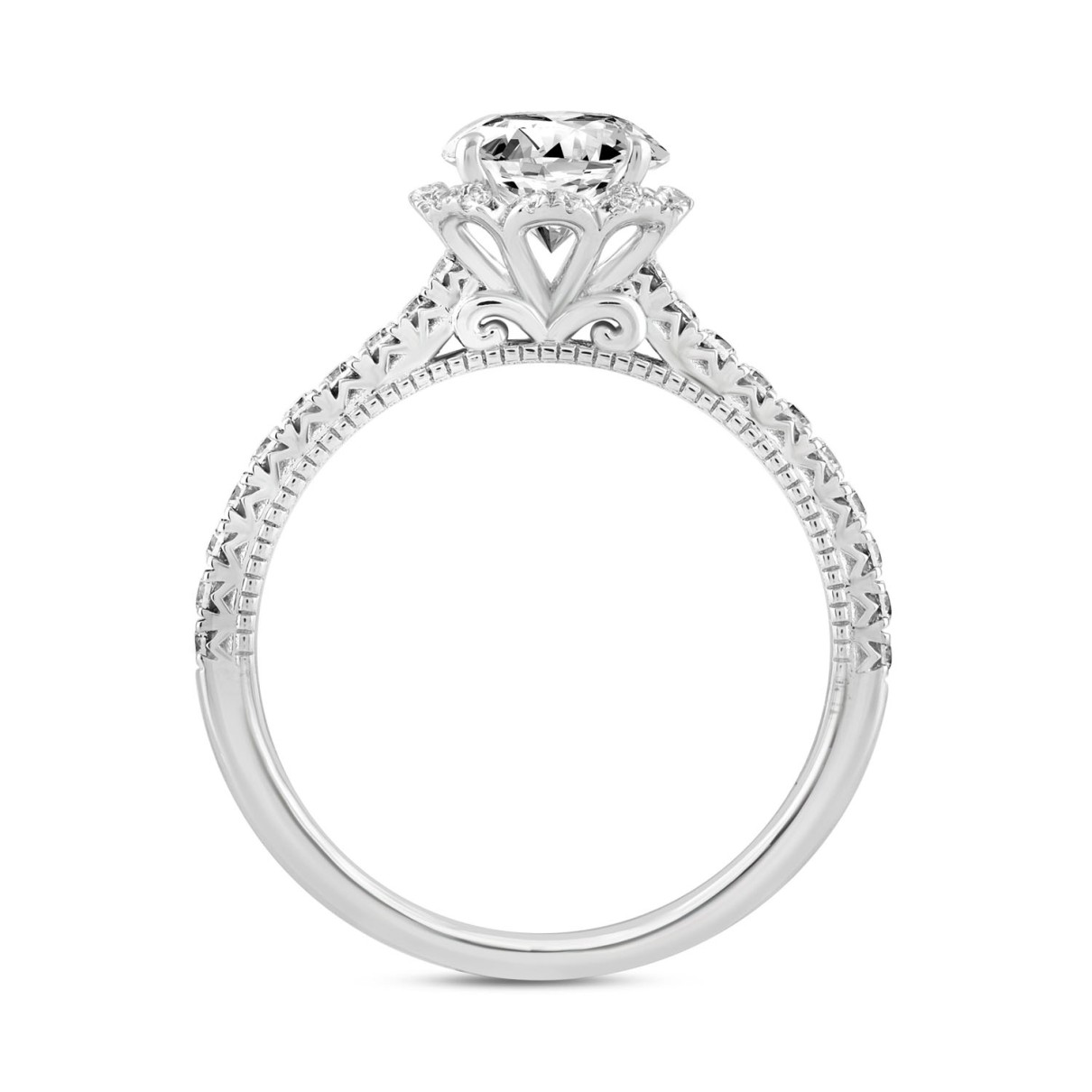 LADIES BRIDAL SET 1 1/2CT ROUND DIAMOND 14K WHITE GOLD