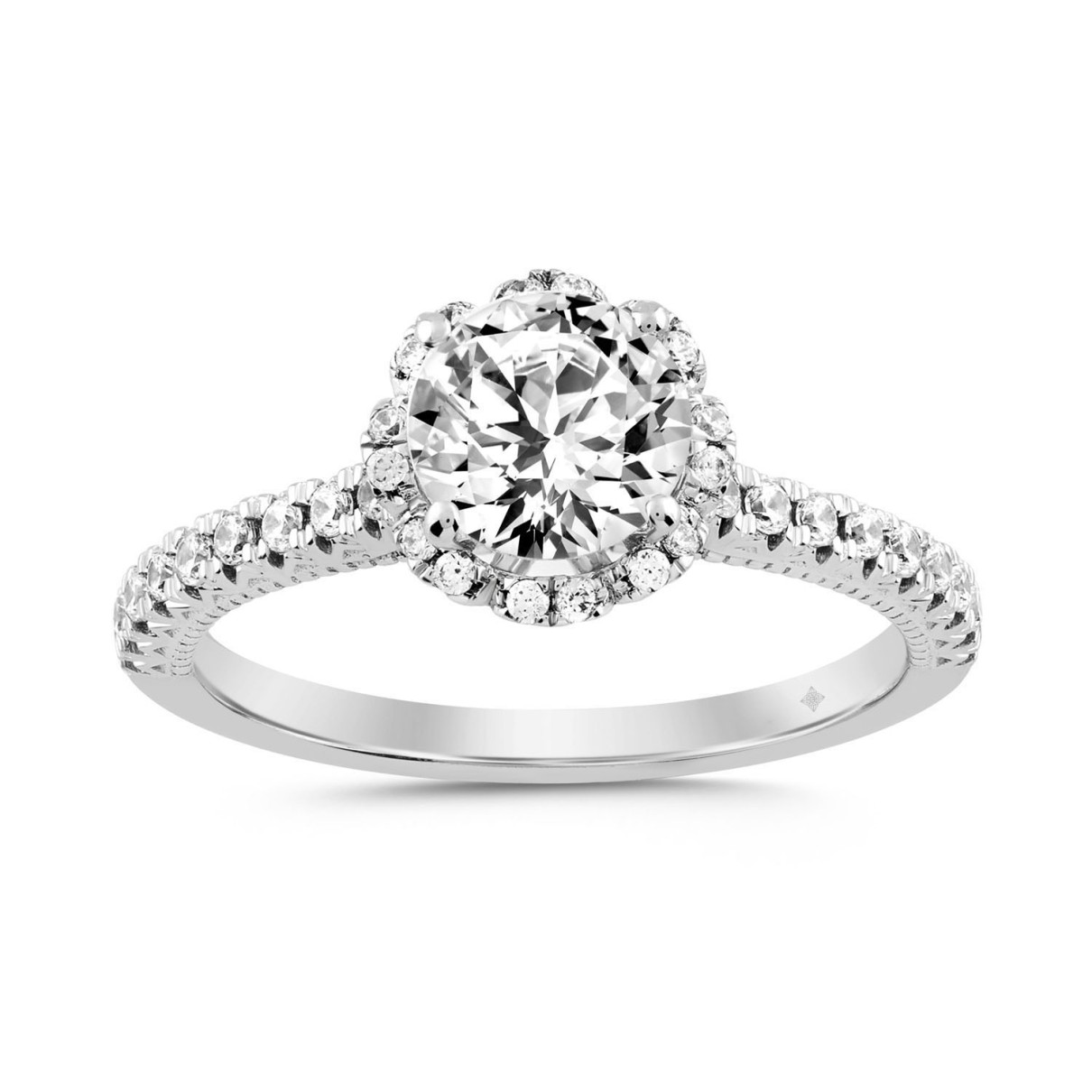 LADIES BRIDAL SET 1 1/2CT ROUND DIAMOND 14K WHITE GOLD