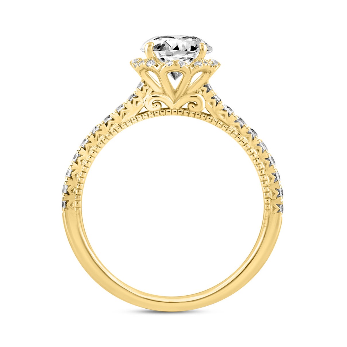 LADIES BRIDAL SET 1 1/2CT ROUND DIAMOND 14K YELLOW GOLD