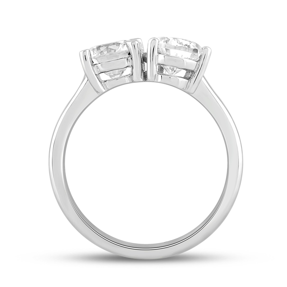 LADIES RING 2CT ROUND/PEAR DIAMOND 14K WHITE GOLD