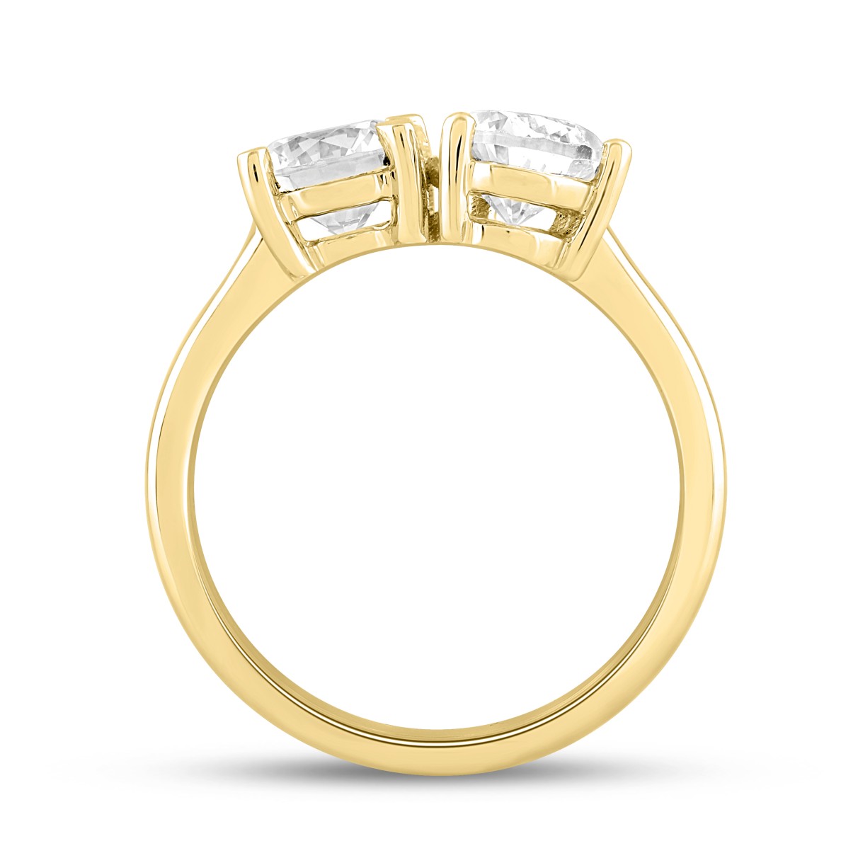 LADIES RING 2CT ROUND/PEAR DIAMOND 14K YELLOW GOLD