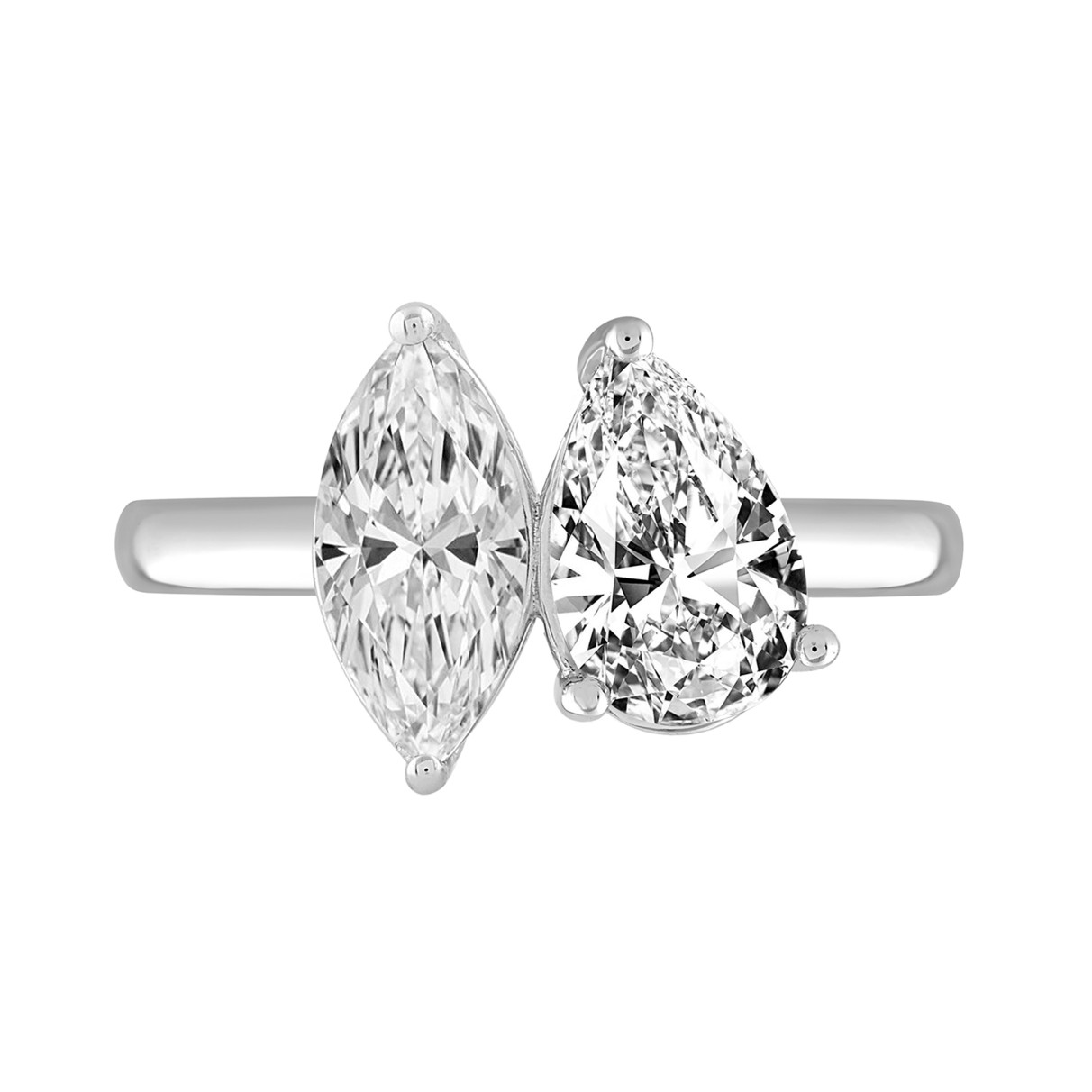 LADIES RING 2 1/2CT PEAR/MARQUISE DIAMOND 14K WHITE GOLD