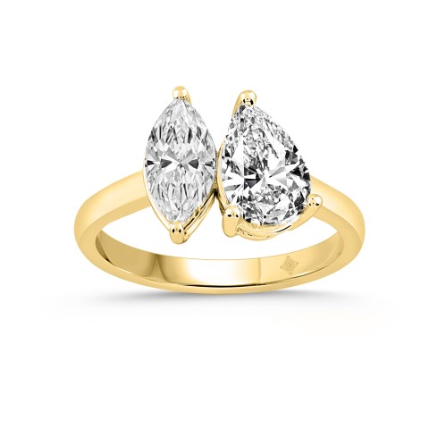LADIES RING 2 1/2CT PEAR/MARQUISE DIAMOND 14K YELLOW GOLD