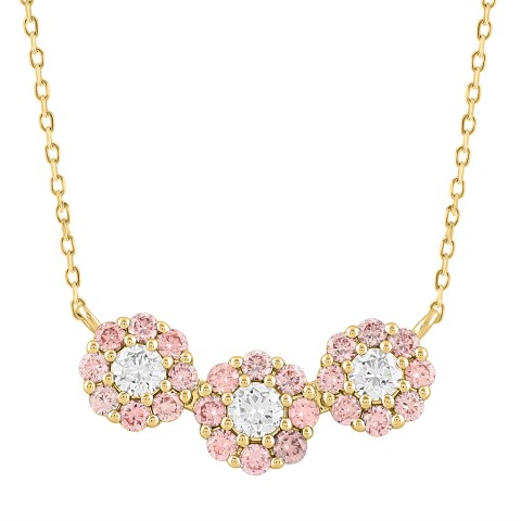ETERNAL BLUSH COLLECTION LADIES NECKLACE 1CT ROUND DIAMOND 14K YELLOW GOLD (CENTER STONE PINK ROUND DIAMOND 5/8CT) ETERNAL BLUSH COLLECTION LADIES NECKLACE 1CT ROUND DIAMOND 14K YELLOW GOLD (CENTER STONE PINK ROUND DIAMOND 5/8CT)