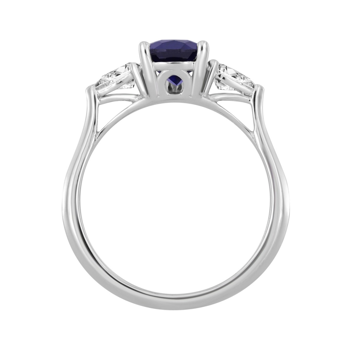 LADIES RING 2 1/6CT PEAR DIAMOND 14K WHITE GOLD (CENTER STONE SAPPHIRE PEAR DIAMOND 1 3/4CT )