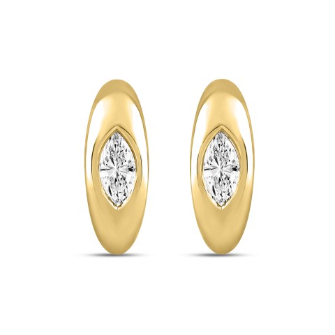 LADIES HOOP EARRINGS EARRINGS 2CT MARQUISE DIAMOND 14K YELLOW GOLD