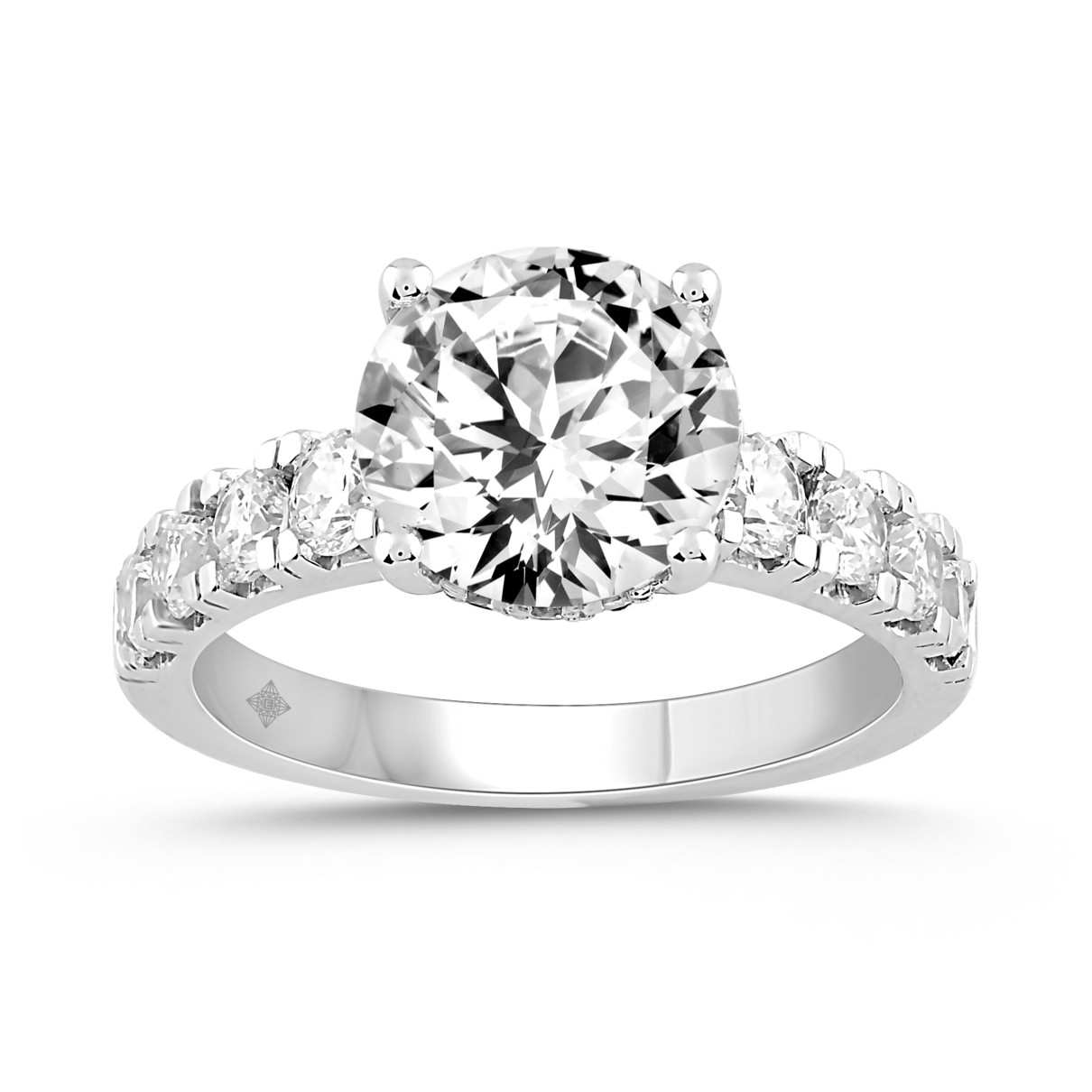 LADIES RING 4CT ROUND DIAMOND 14K WHITE GOLD (CENT...