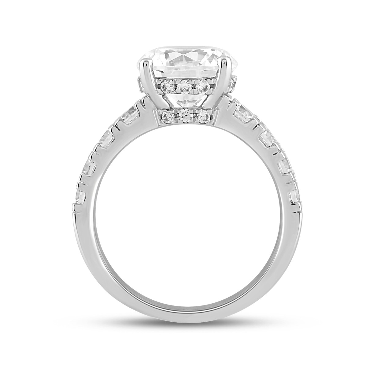 LADIES RING 4CT ROUND DIAMOND 14K WHITE GOLD (CENTER STONE ROUND DIAMOND 3CT )