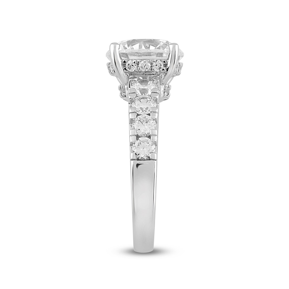 LADIES RING 4CT ROUND DIAMOND 14K WHITE GOLD (CENTER STONE ROUND DIAMOND 3CT )