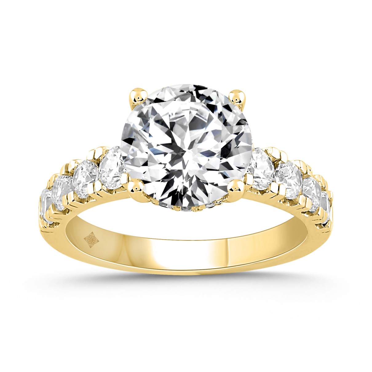 LADIES RING 4CT ROUND DIAMOND 14K YELLOW GOLD (CENTER STONE ROUND DIAMOND 3CT )