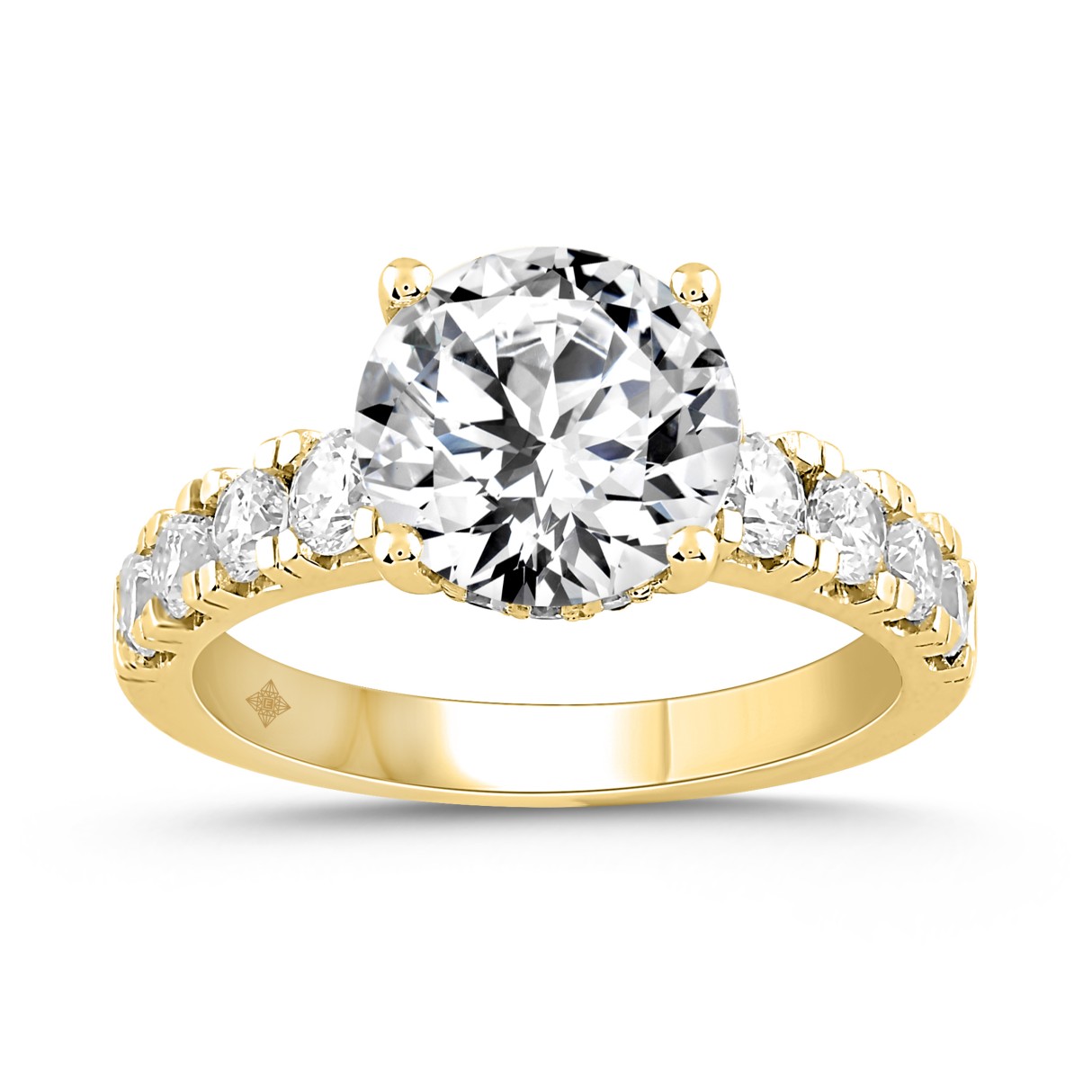 LADIES RING 4CT ROUND DIAMOND 14K YELLOW GOLD (CENTER STONE ROUND DIAMOND 3CT )