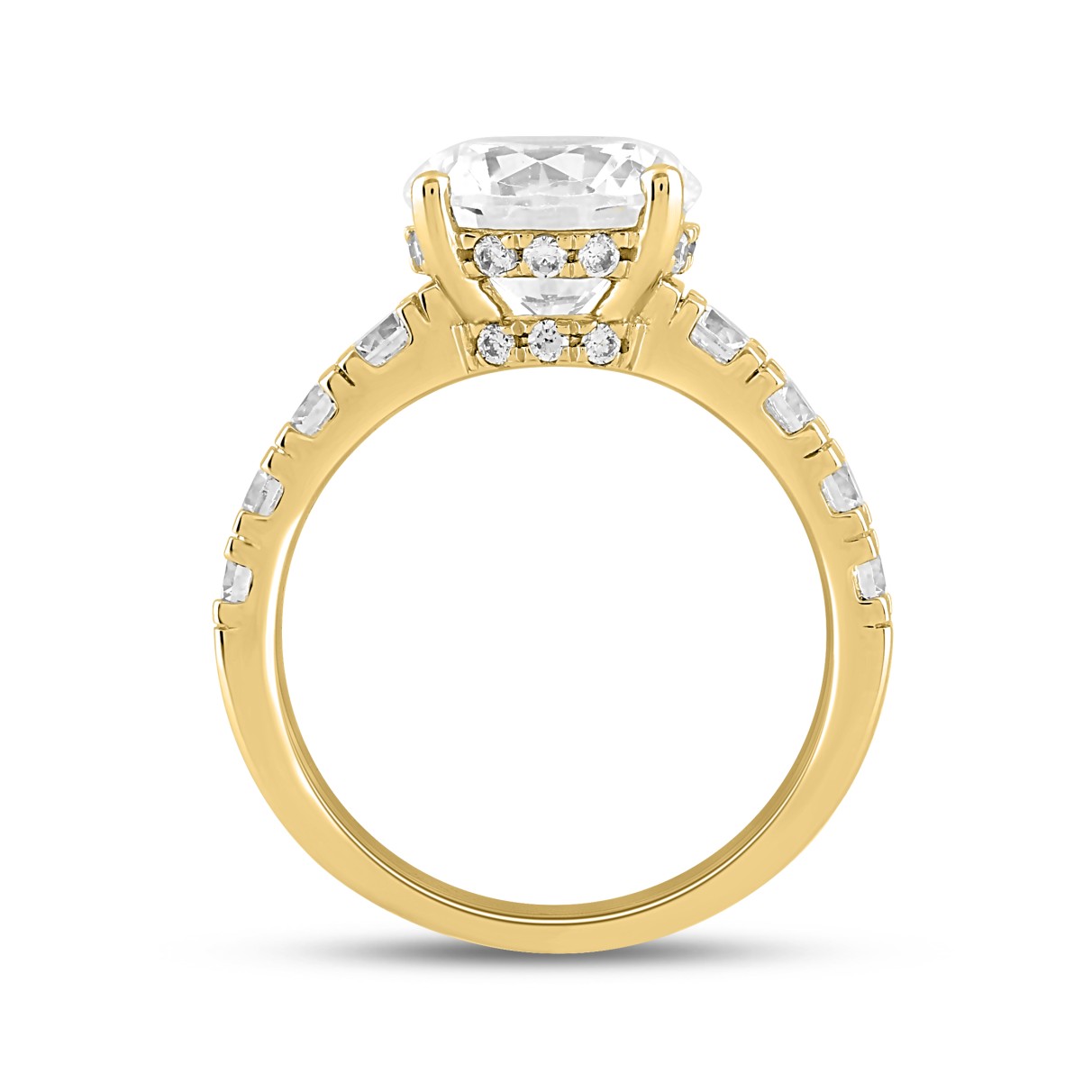 LADIES RING 4CT ROUND DIAMOND 14K YELLOW GOLD (CENTER STONE ROUND DIAMOND 3CT )