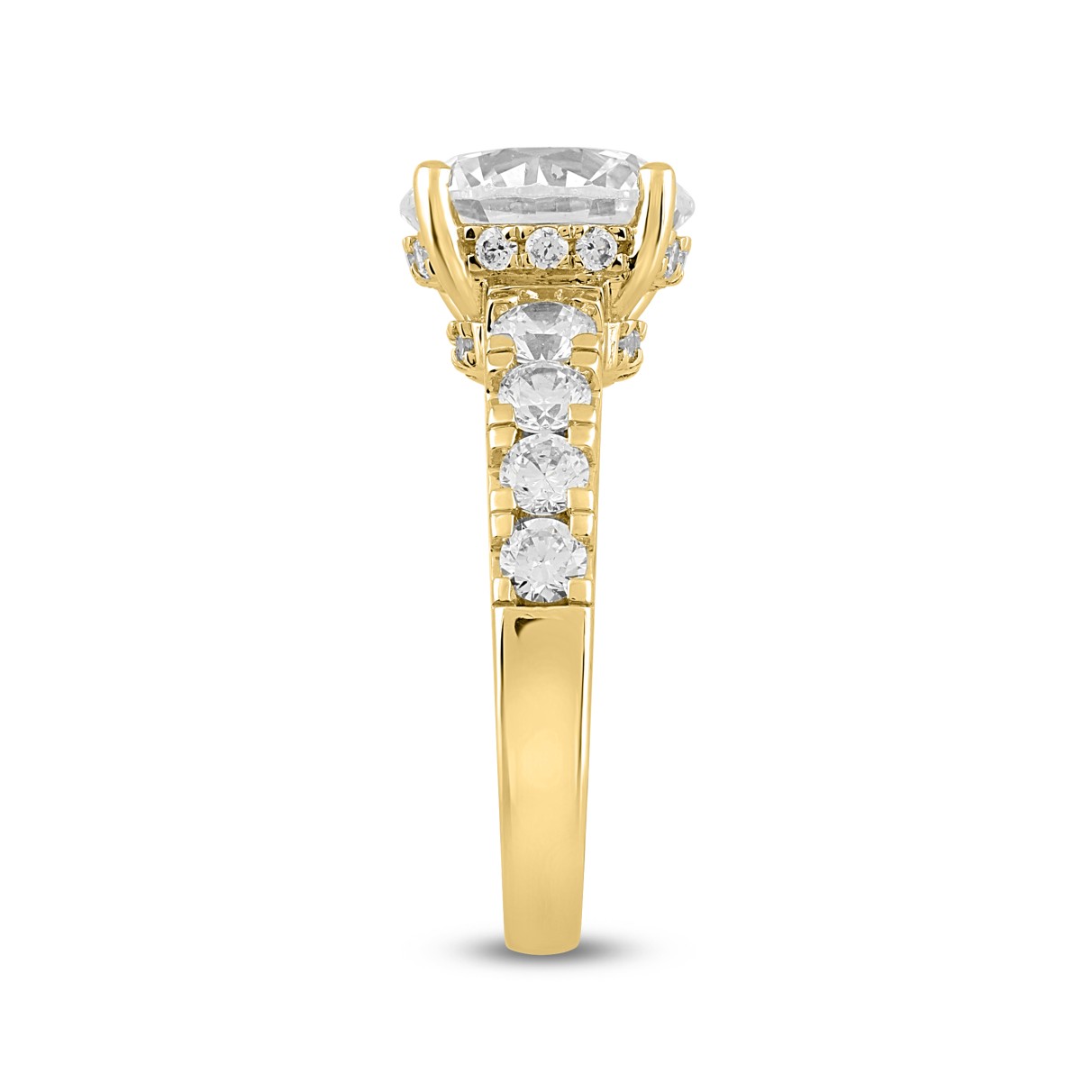 LADIES RING 4CT ROUND DIAMOND 14K YELLOW GOLD (CENTER STONE ROUND DIAMOND 3CT )