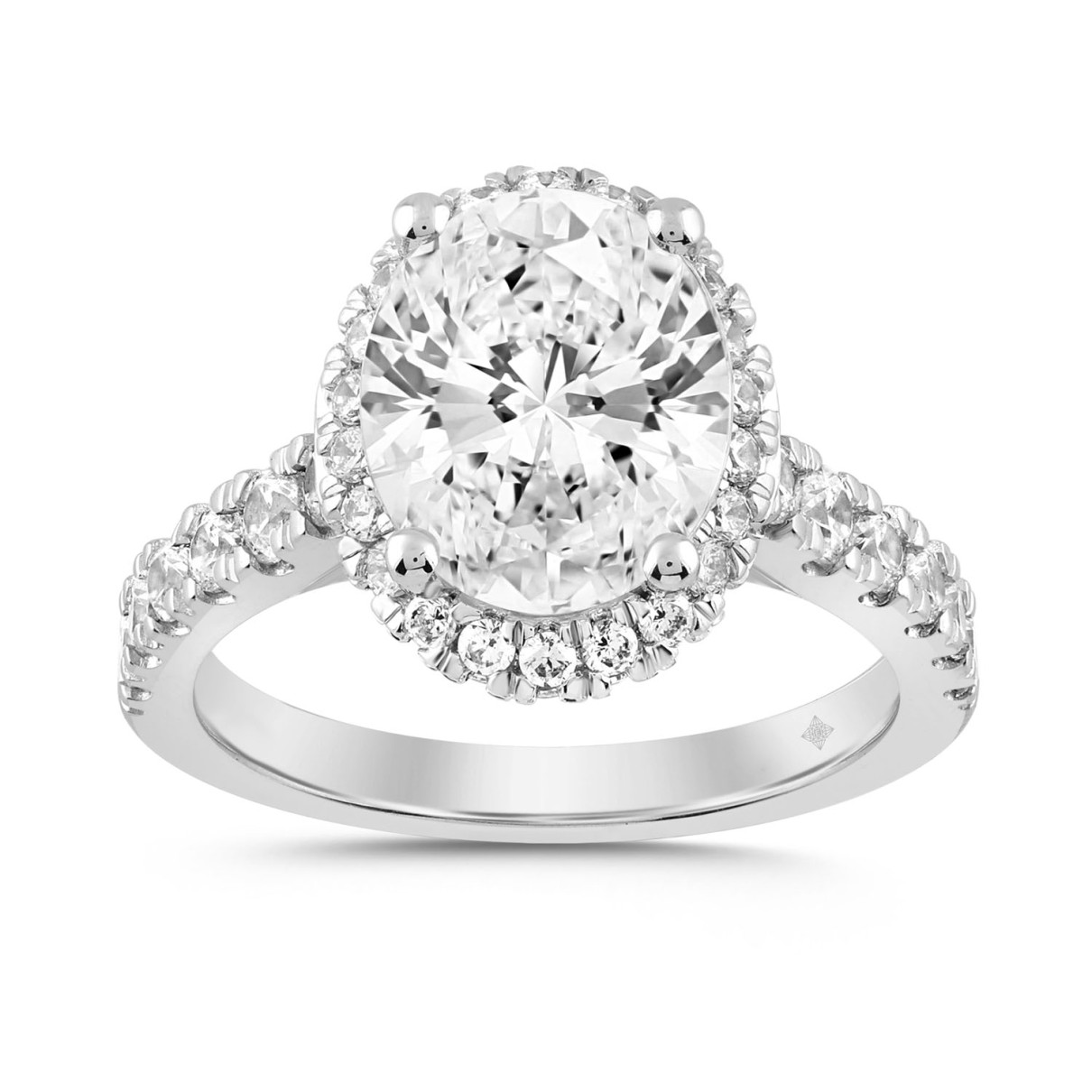 LADIES RING 4CT ROUND/OVAL DIAMOND 14K WHITE GOLD ...