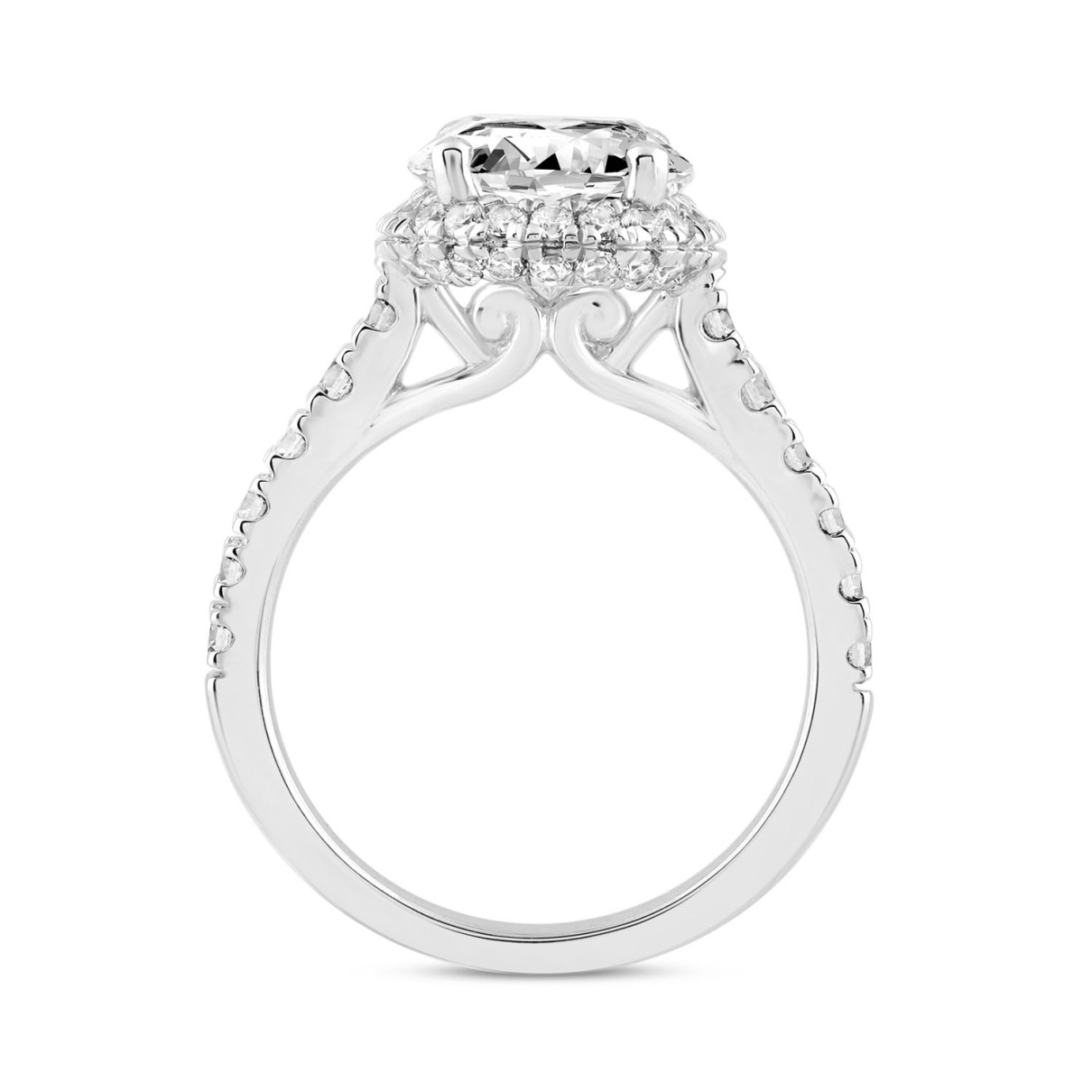 LADIES RING 4CT ROUND/OVAL DIAMOND 14K WHITE GOLD (CENTER STONE OVAL DIAMOND 3CT )