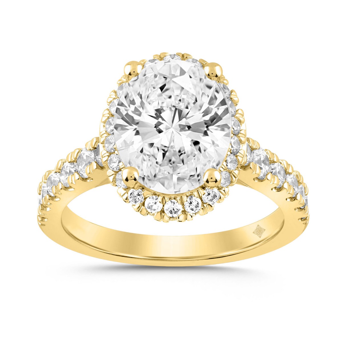 LADIES RING 4CT ROUND/OVAL DIAMOND 14K YELLOW GOLD...