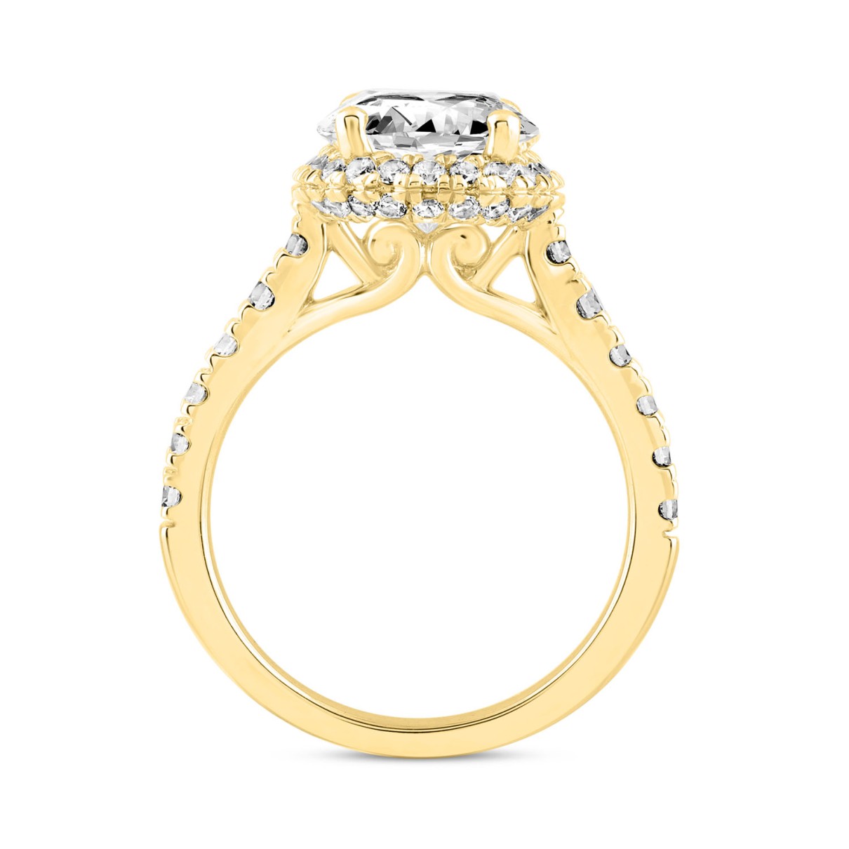 LADIES RING 4CT ROUND/OVAL DIAMOND 14K YELLOW GOLD (CENTER STONE OVAL DIAMOND 3CT )