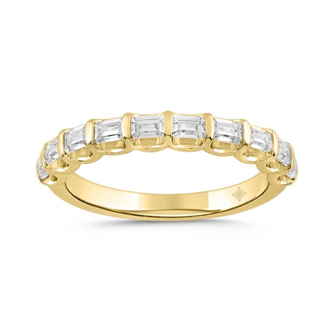 LADIES BAND 1CT EMERALD DIAMOND 14K YELLOW GOLD