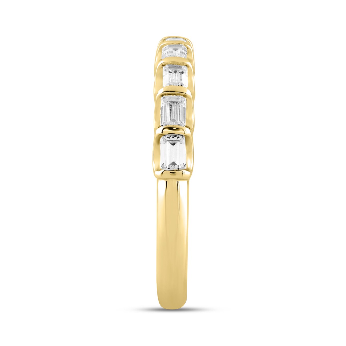 LADIES BAND 1CT EMERALD DIAMOND 14K YELLOW GOLD