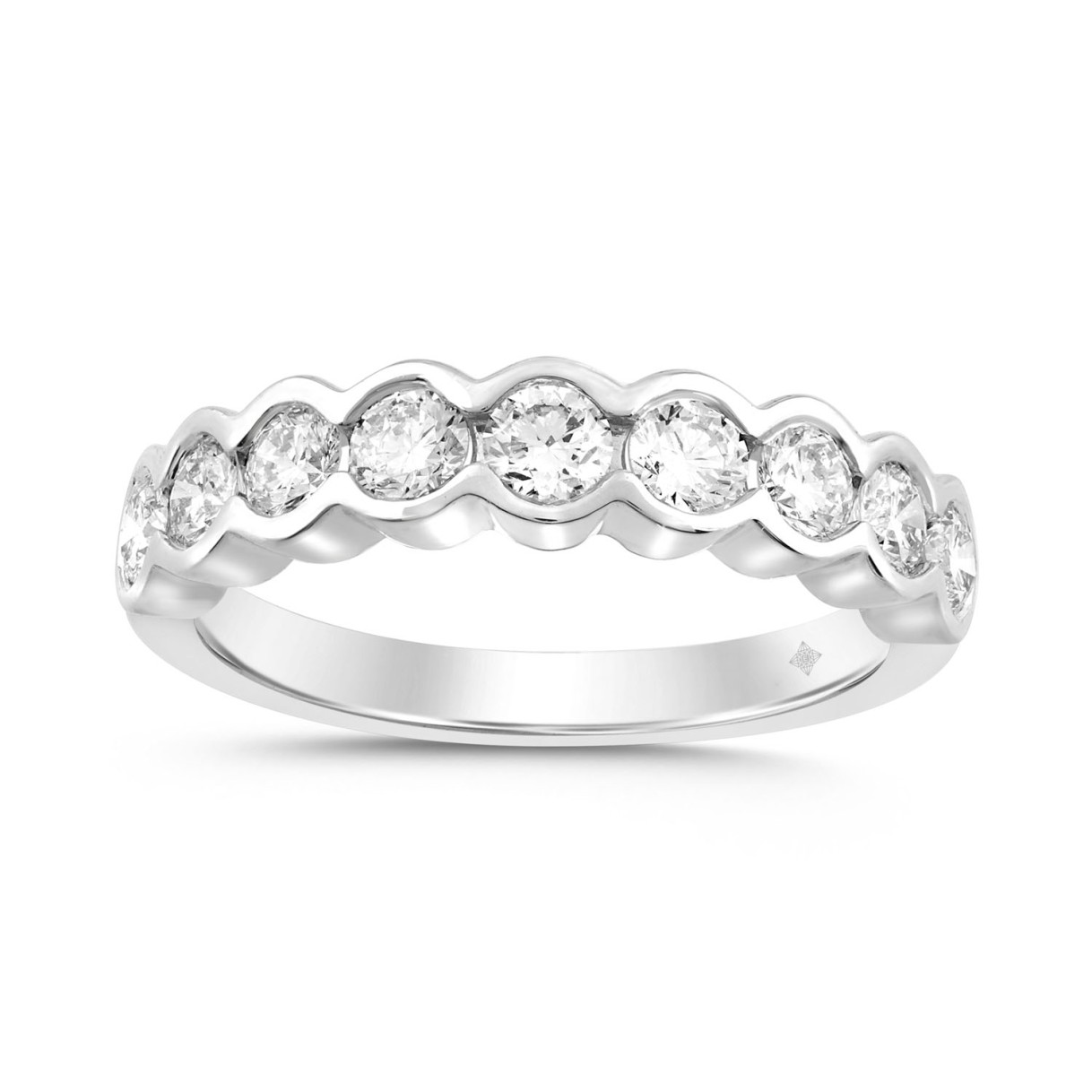 LADIES BAND 1CT ROUND DIAMOND 14K WHITE GOLD...