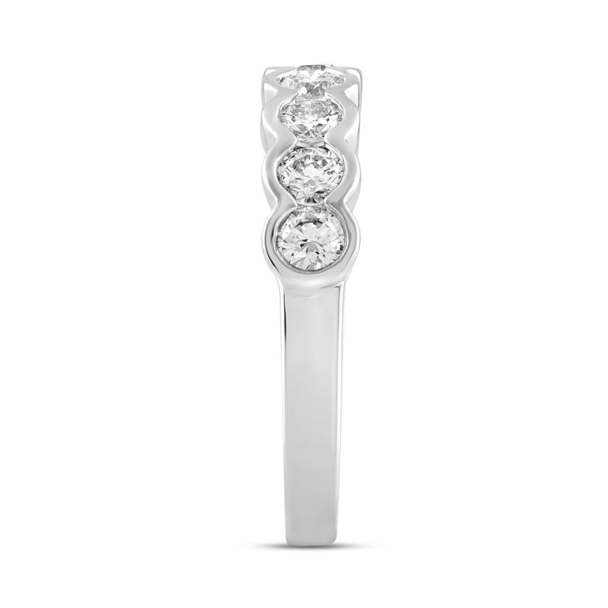 LADIES BAND 1CT ROUND DIAMOND 14K WHITE GOLD