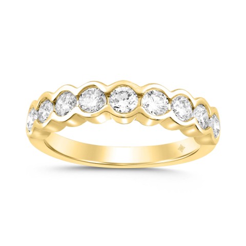 LADIES BAND 1CT ROUND DIAMOND 14K YELLOW GOLD