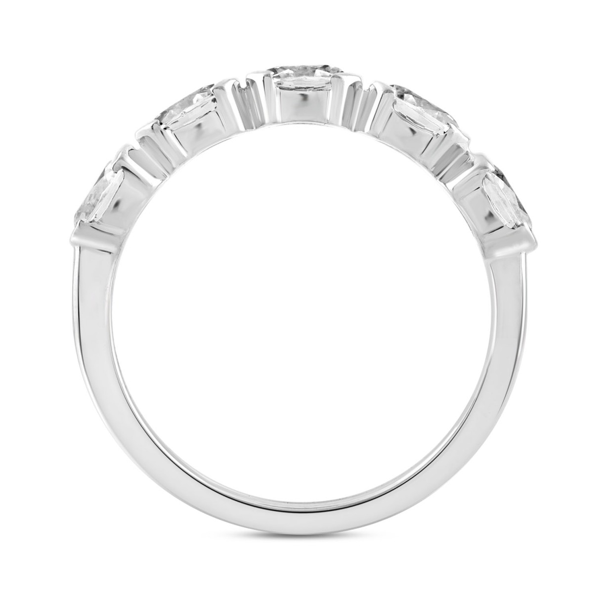 LADIES BAND 1CT OVAL DIAMOND 14K WHITE GOLD