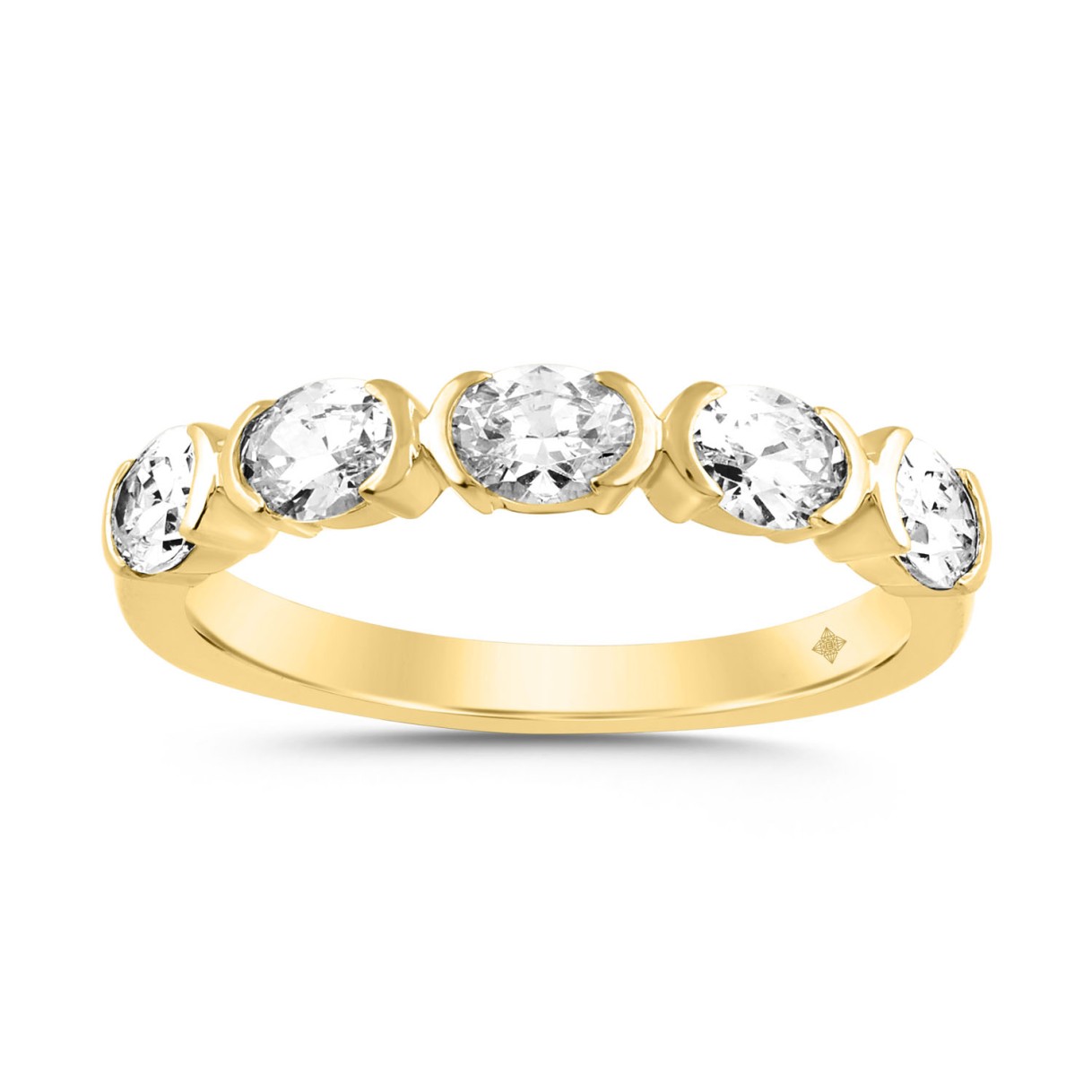 LADIES BAND 1CT OVAL DIAMOND 14K YELLOW GOLD...