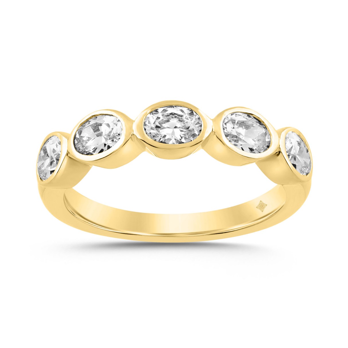 LADIES BAND 1CT OVAL DIAMOND 14K YELLOW GOLD...