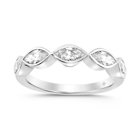 LADIES BAND 1CT MARQUISE DIAMOND 14K WHITE GOLD