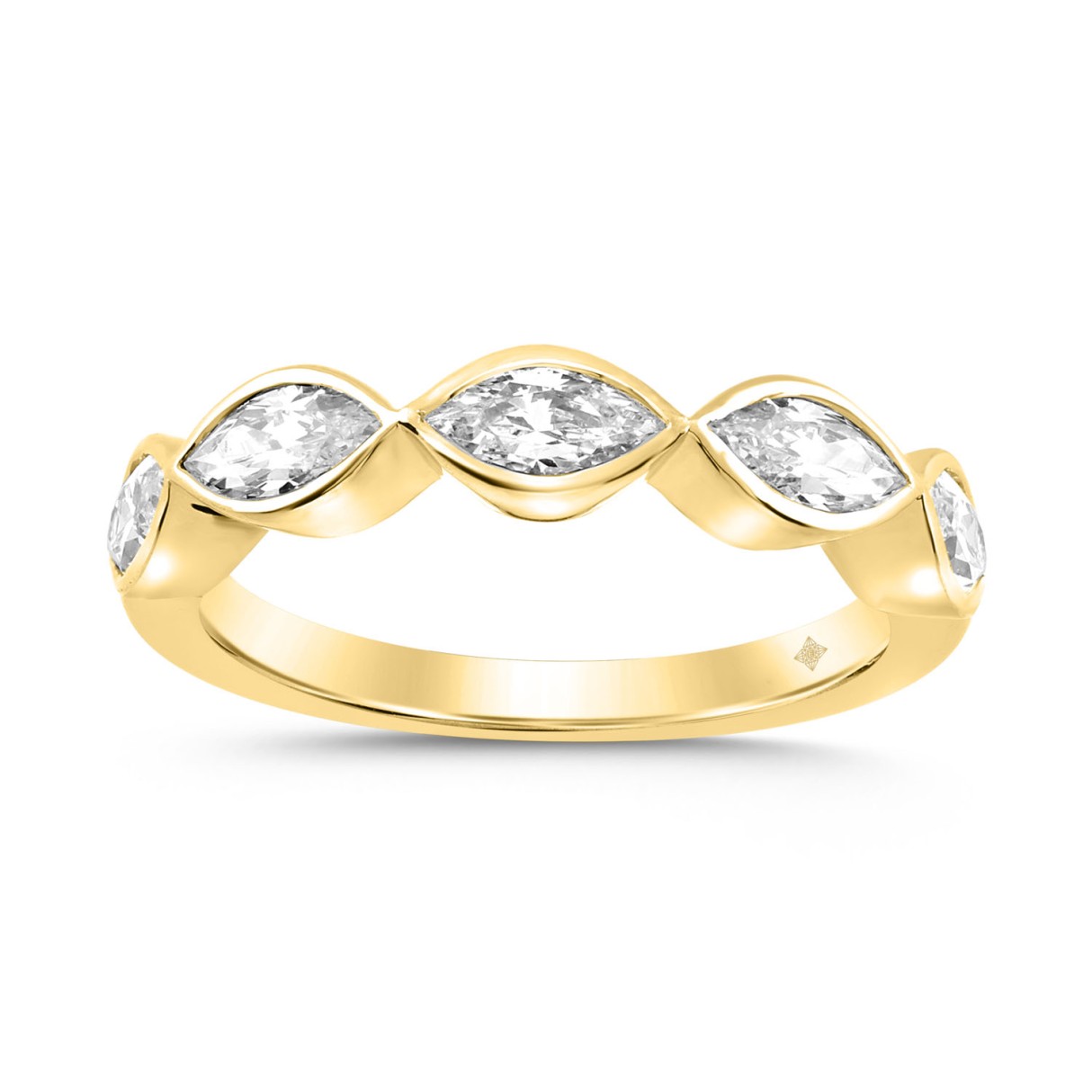 LADIES BAND 1CT MARQUISE DIAMOND 14K YELLOW GOLD...