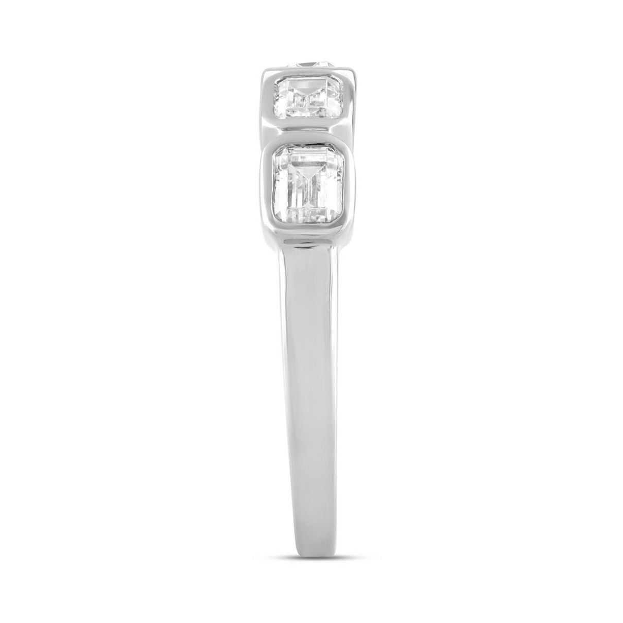 LADIES BAND 1CT EMERALD DIAMOND 14K WHITE GOLD