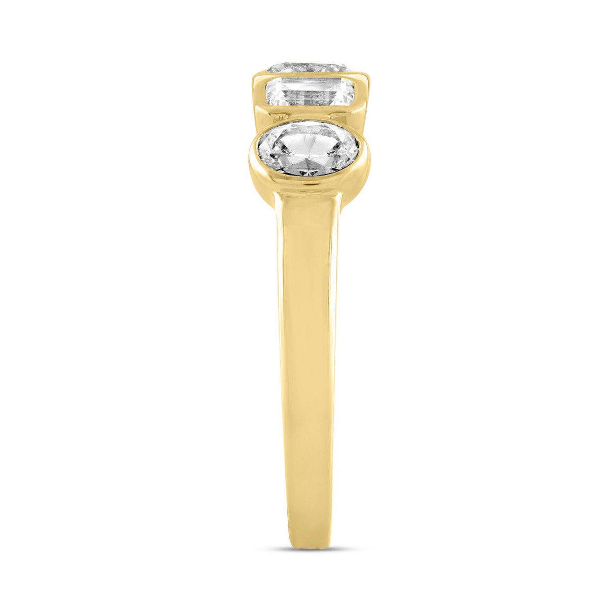 LADIES BAND 1CT EMERALD/OVAL DIAMOND 14K YELLOW GOLD