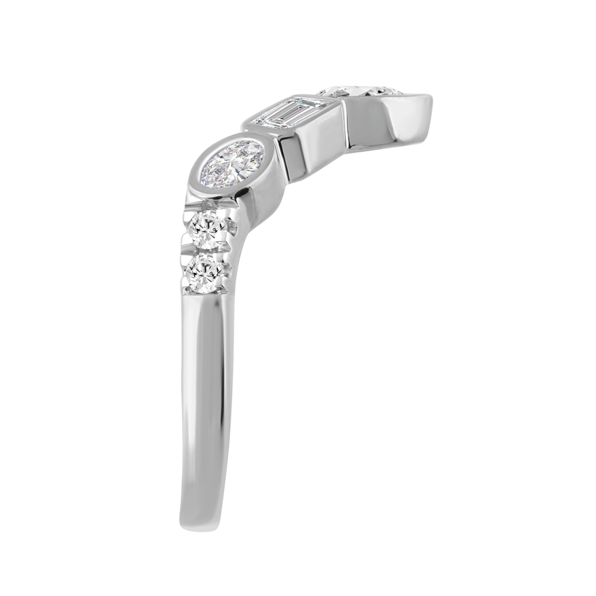 14K WHITE GOLD 1.00CT ROUND/EMERALD/OVAL/PEAR DIAMOND LADIES BAND (PEAR 1/5CT EMERALD 1/3CT OVAL 1/3CT)