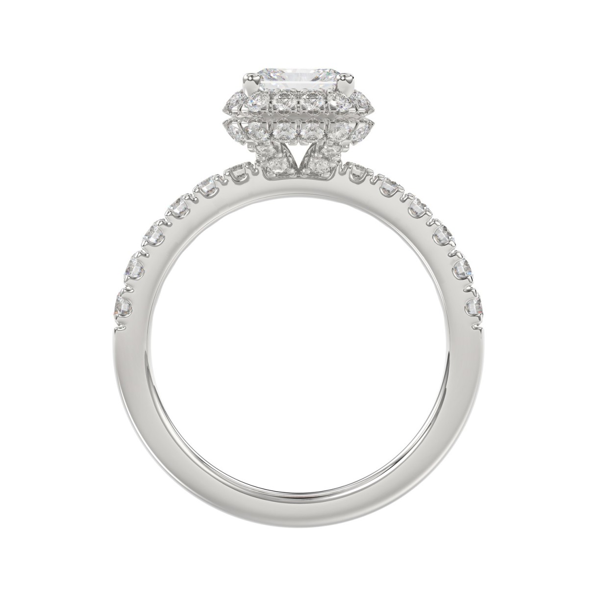 14K WHITE GOLD 4.00CT ROUND/EMERALD DIAMOND LADIES RING (CENTER STONE EMERALD DIAMOND 3.00CT)
