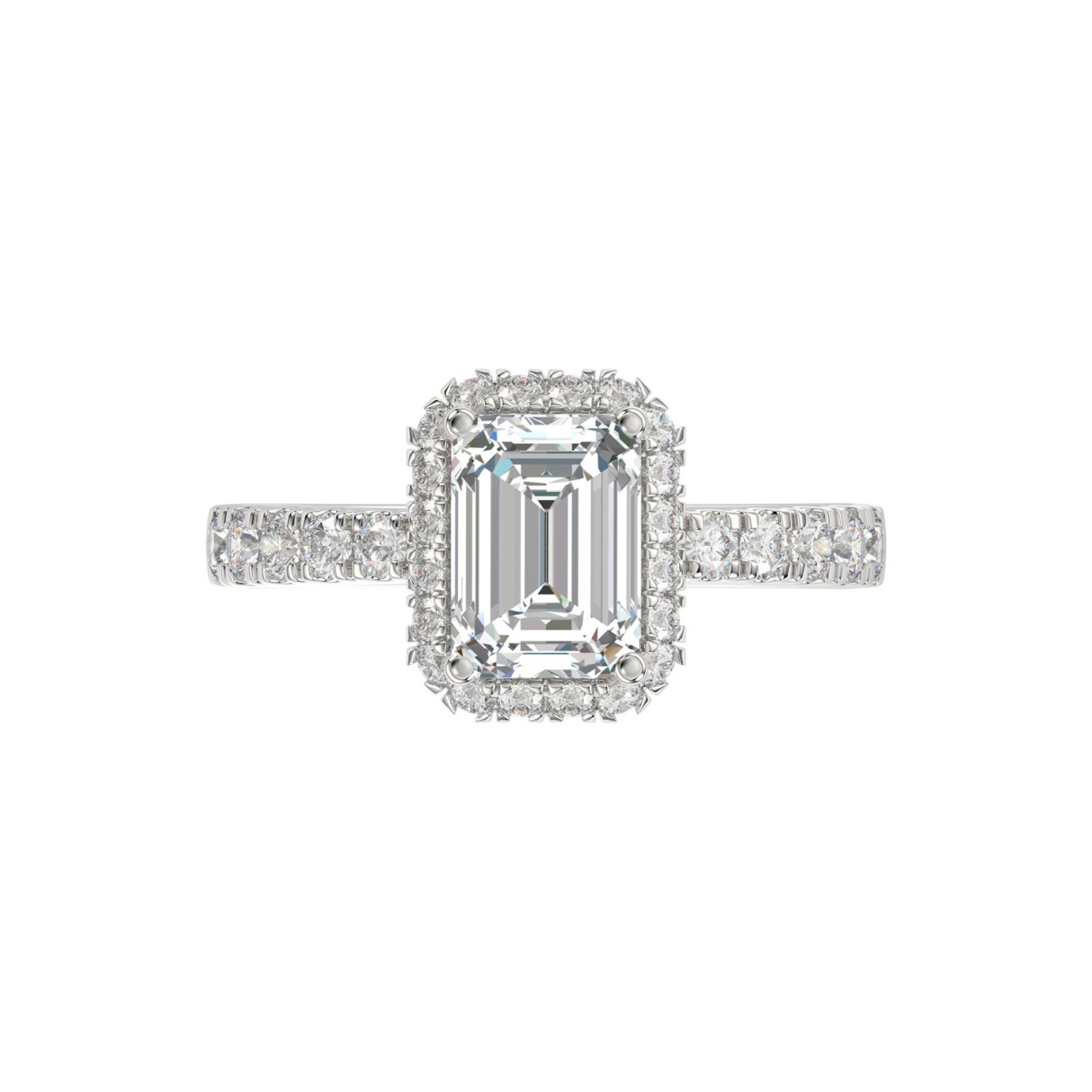 14K WHITE GOLD 4.00CT ROUND/EMERALD DIAMOND LADIES RING (CENTER STONE EMERALD DIAMOND 3.00CT)