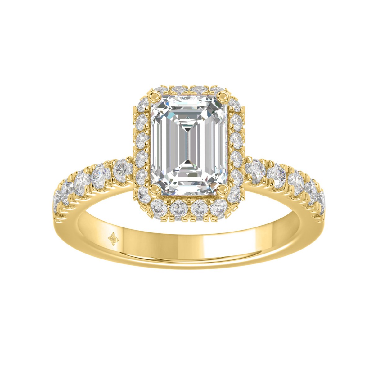 LADIES RING 4.00CT ROUND/EMERALD DIAMOND 14K YELLO...