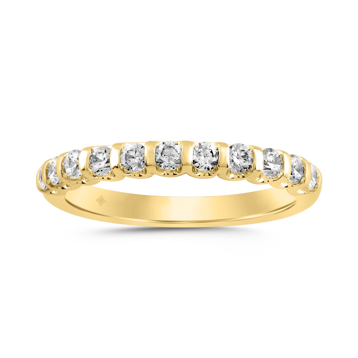 LADIES BAND 1/2CT ROUND DIAMOND 14K YELLOW GOLD...