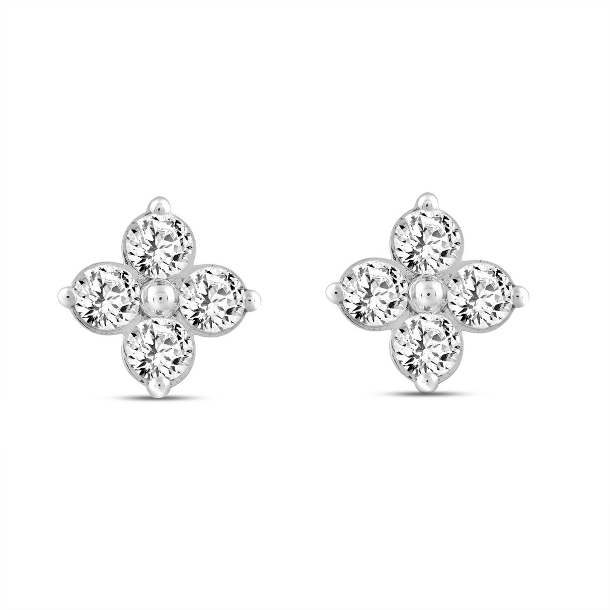 LADIES EARRINGS 1CT ROUND DIAMOND 14K WHITE GOLD ...