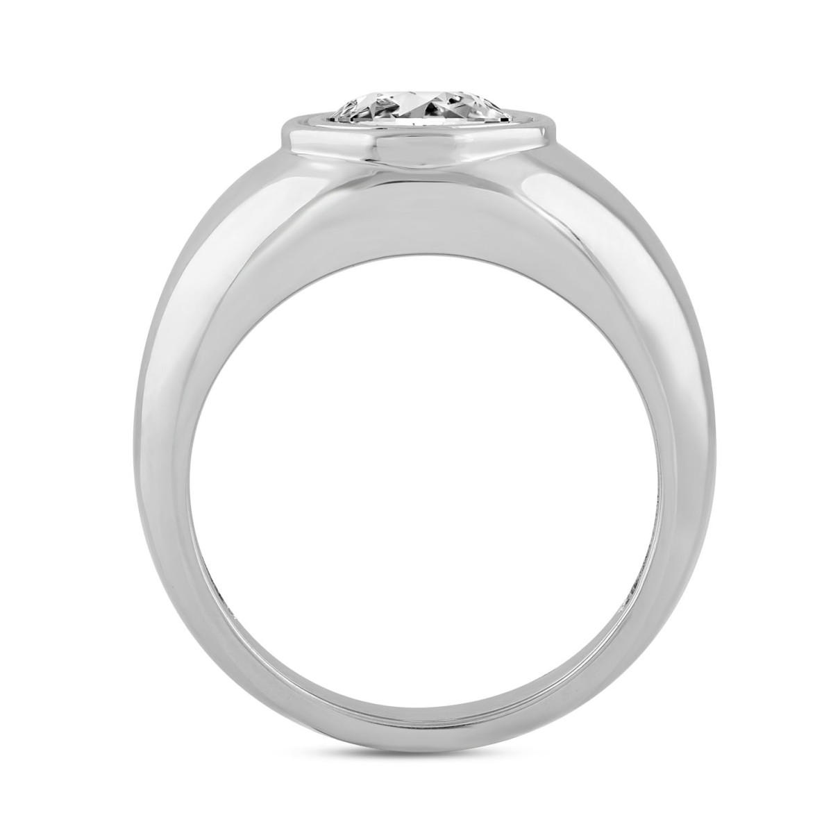 MEN'S RING 2CT ROUND DIAMOND 14K WHITE GOLD (CENTER STONE ROUND DIAMOND 2CT )