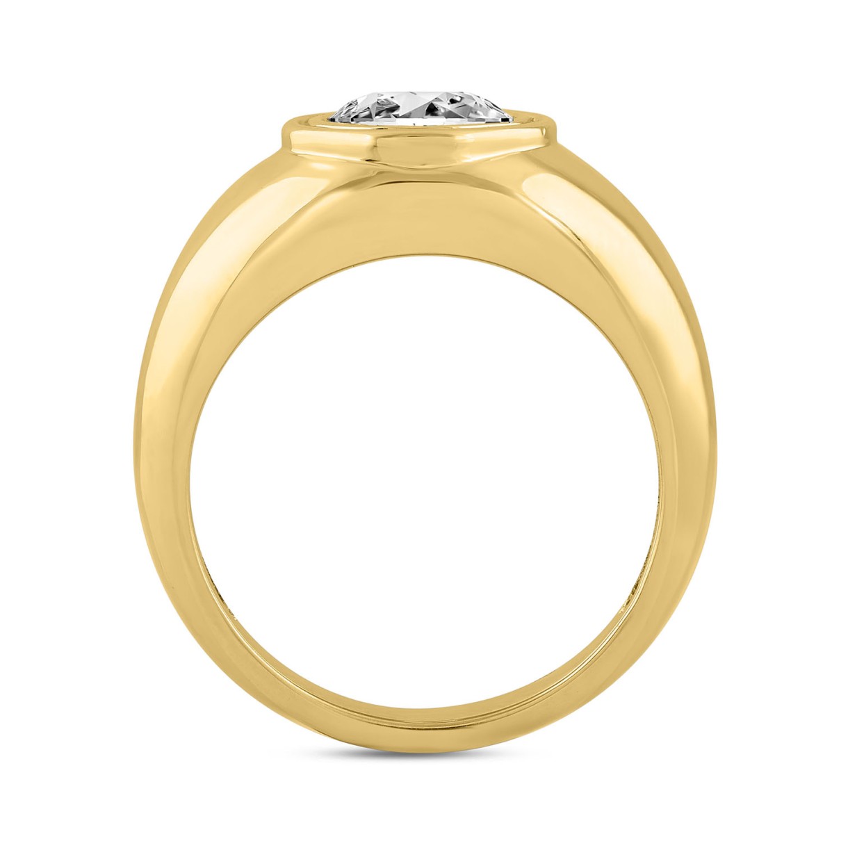 MEN'S RING 2CT ROUND DIAMOND 14K YELLOW GOLD (CENTER STONE ROUND DIAMOND 2CT )