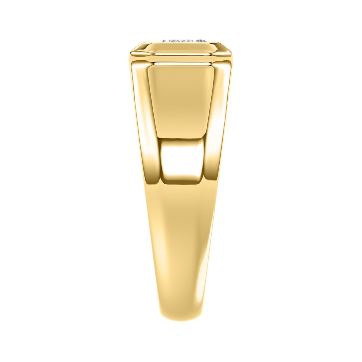 MEN'S RING 2CT EMERALD DIAMOND 14K YELLOW GOLD (CENTER STONE EMERALD DIAMOND 2CT )