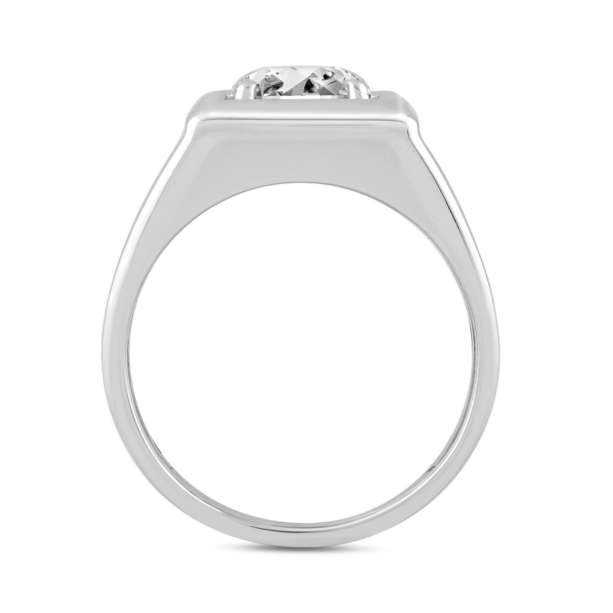 MEN'S RING 2CT ROUND DIAMOND 14K WHITE GOLD (CENTER STONE ROUND DIAMOND 2CT )