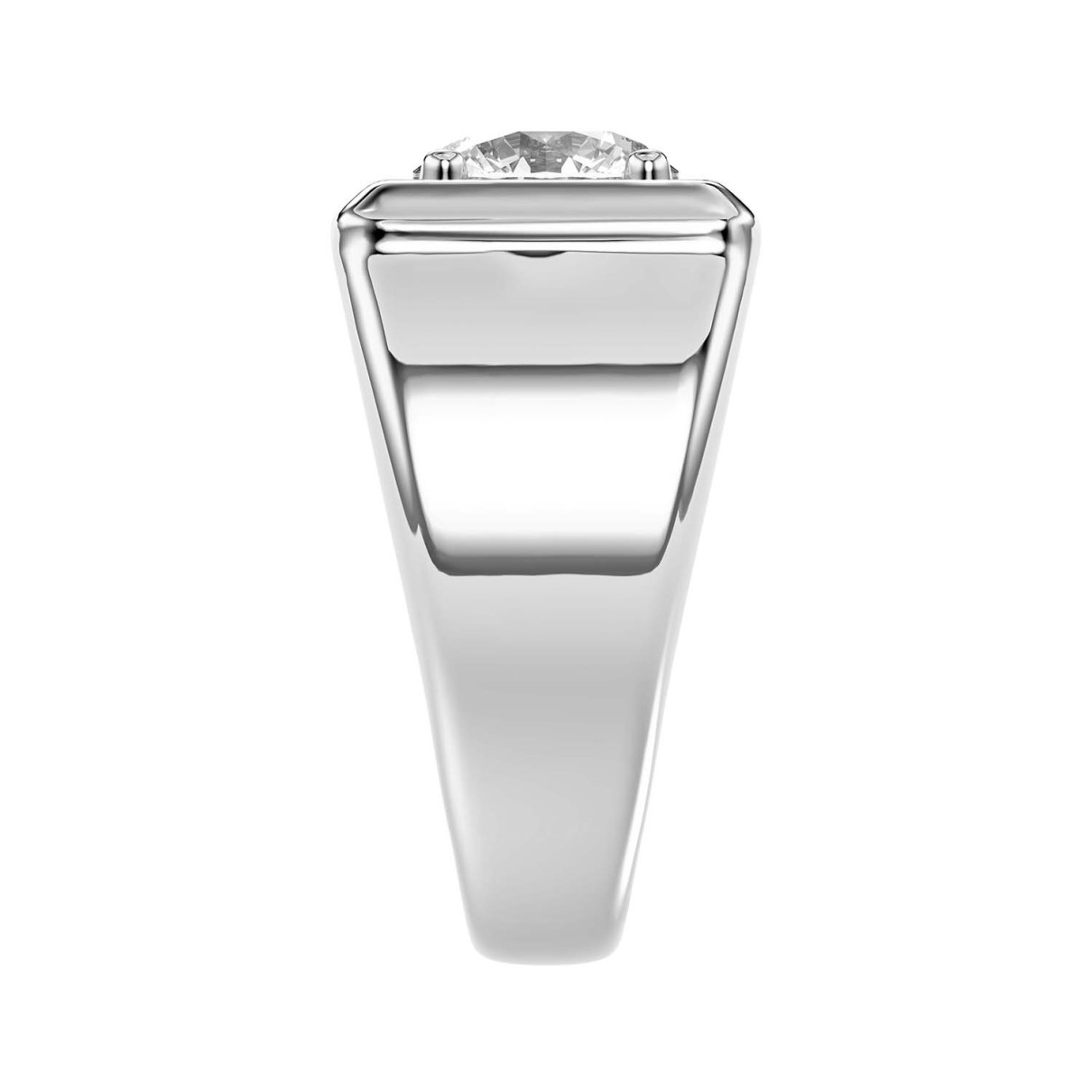 MEN'S RING 2CT ROUND DIAMOND 14K WHITE GOLD (CENTER STONE ROUND DIAMOND 2CT )