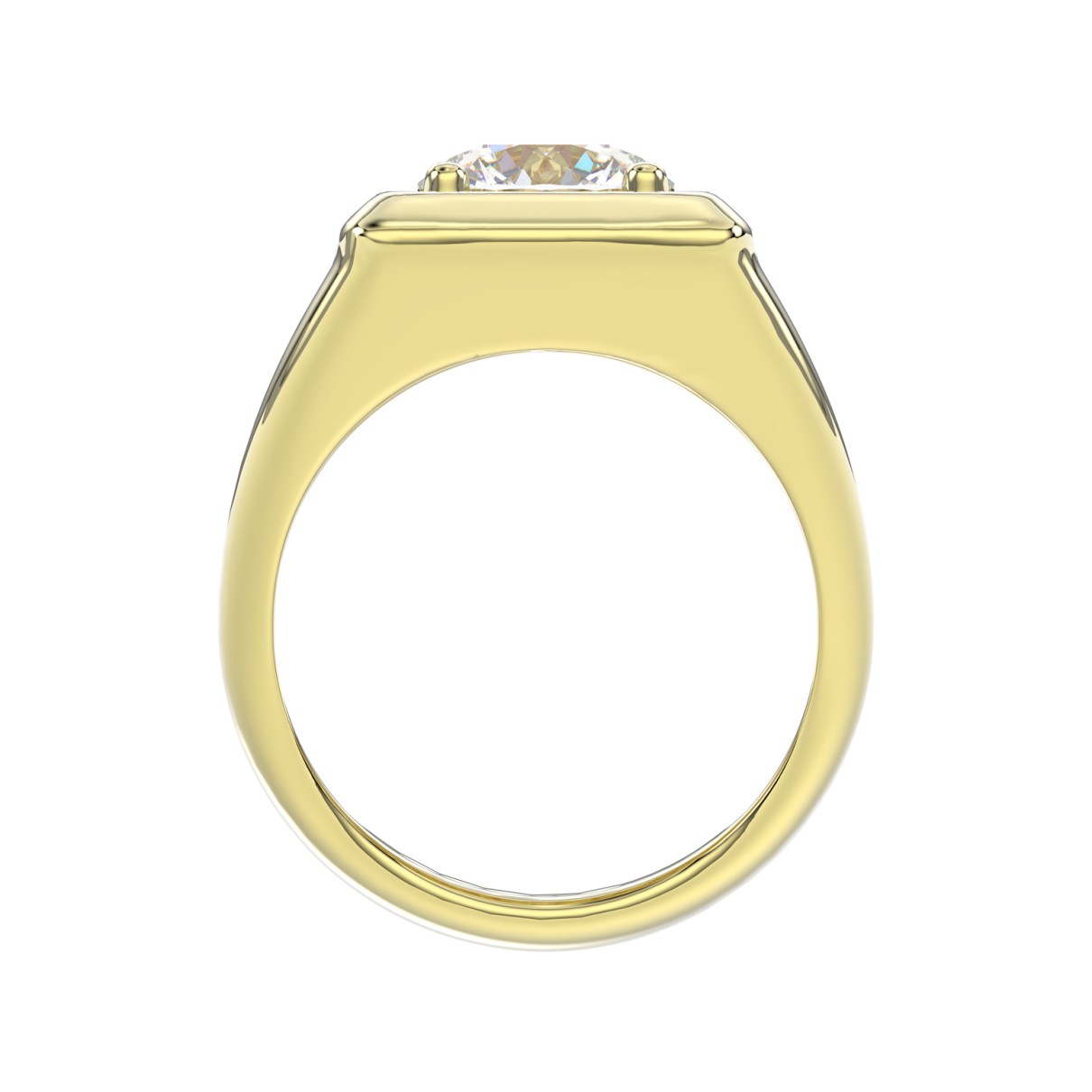 MEN'S RING 2CT ROUND DIAMOND 14K YELLOW GOLD (CENTER STONE ROUND DIAMOND 2CT )