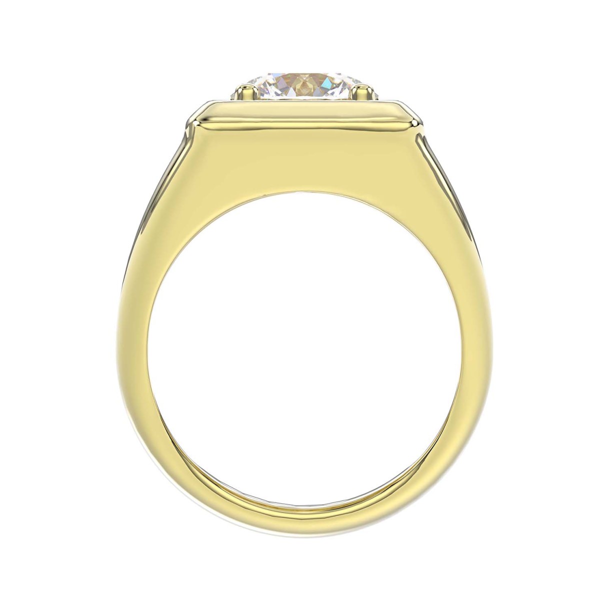 MEN'S RING 2CT ROUND DIAMOND 14K YELLOW GOLD (CENTER STONE ROUND DIAMOND 2CT )