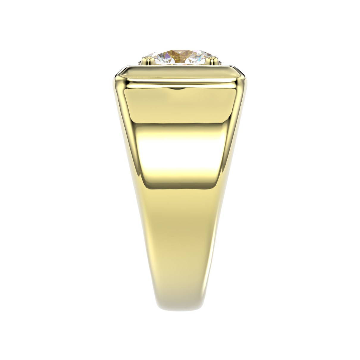 MEN'S RING 2CT ROUND DIAMOND 14K YELLOW GOLD (CENTER STONE ROUND DIAMOND 2CT )